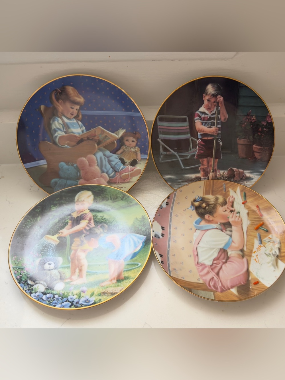 Vintage Storytime Friends “Delights of Childhood” decorative plate collection.